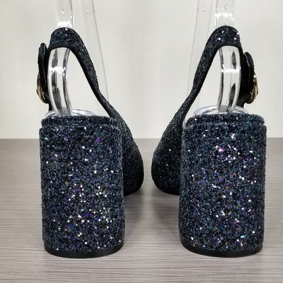 Shellys London Chester Slingback Glitter Pump, Black, Womens Size 7.5 / 38 - Picture 5 of 11